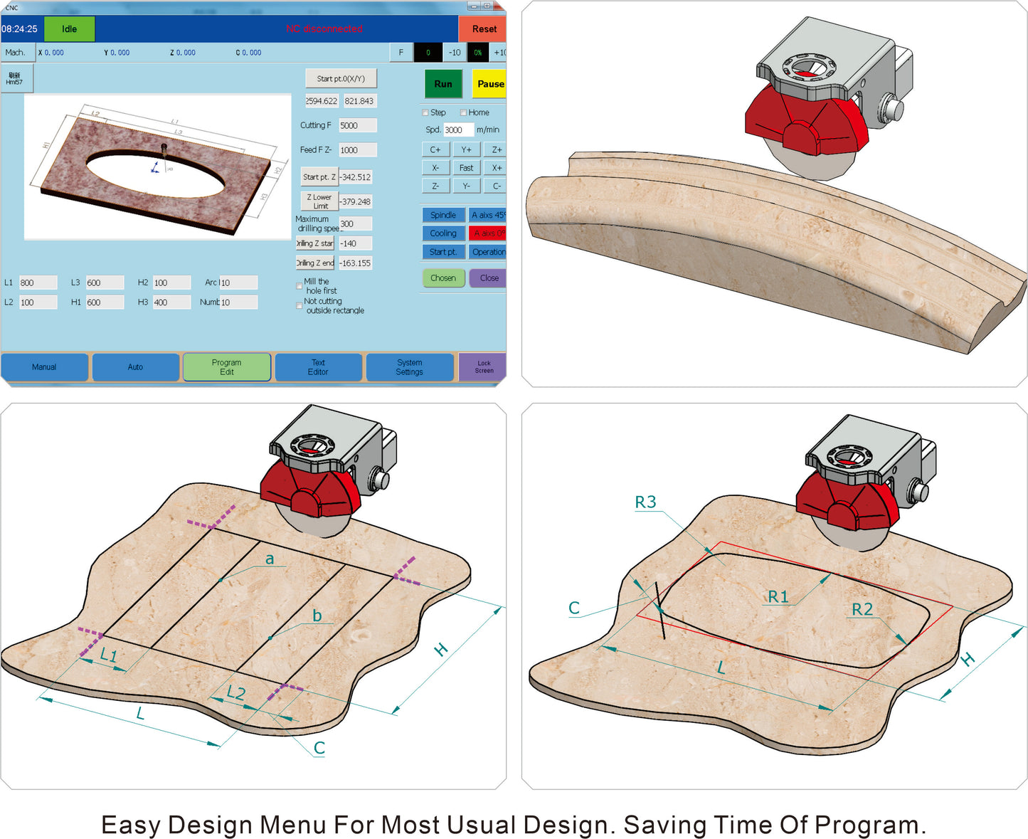 CNC Bridge Saw+ Sink Hole Milling Stone Cutting Machine Bridge Saw For Stone Granite Marble Sink Out Cutting and Engraving