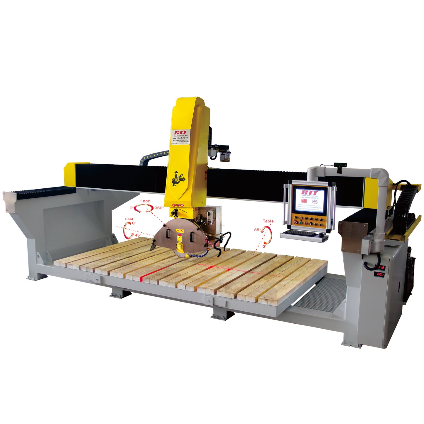 CNC Bridge Saw+ Sink Hole Milling Stone Cutting Machine Bridge Saw For Stone Granite Marble Sink Out Cutting and Engraving