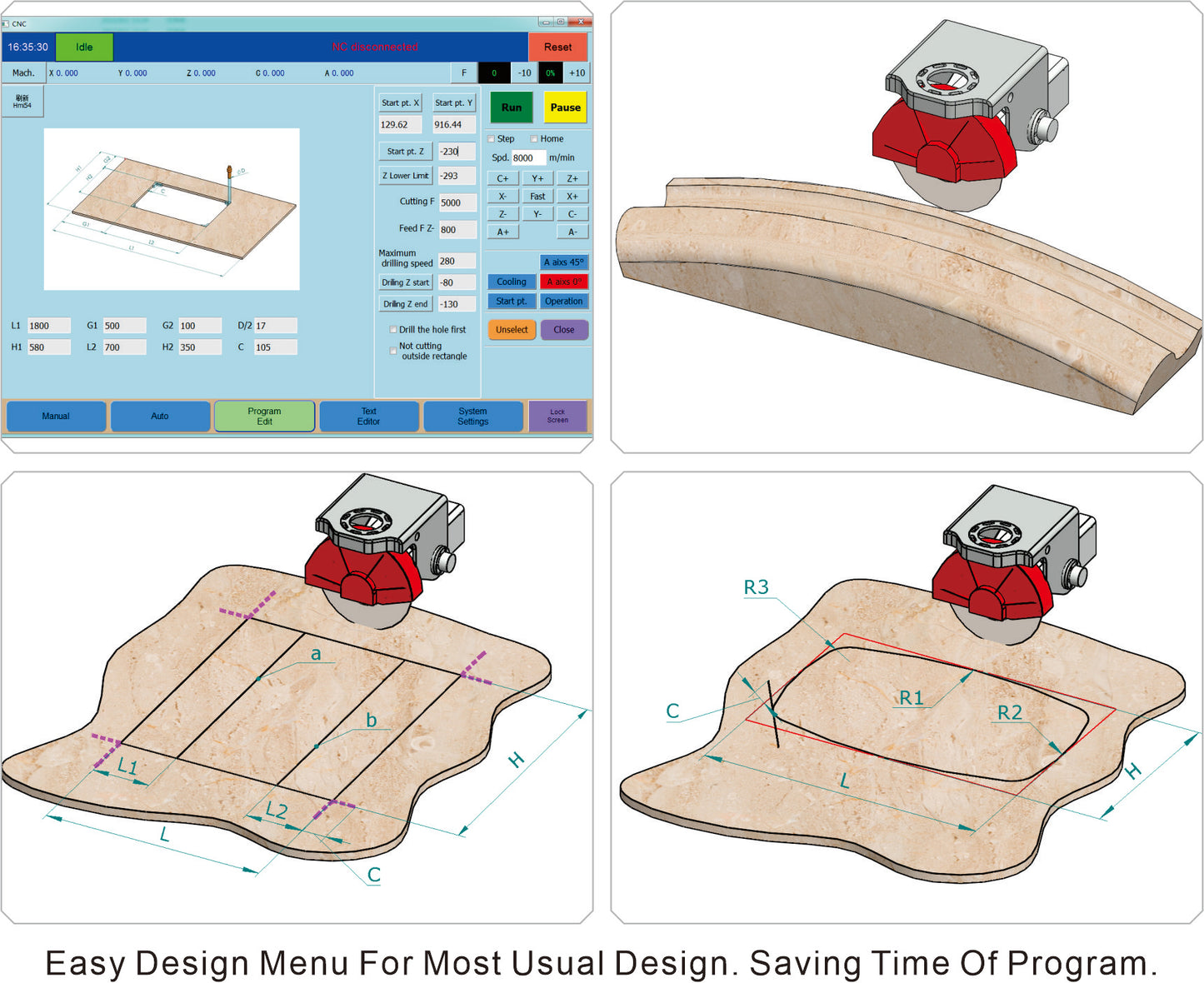 5 Axis CNC Bridge Saw Stone Cutting Machine Bridge Saw For Stone Granite Marble Sink Out Cutting