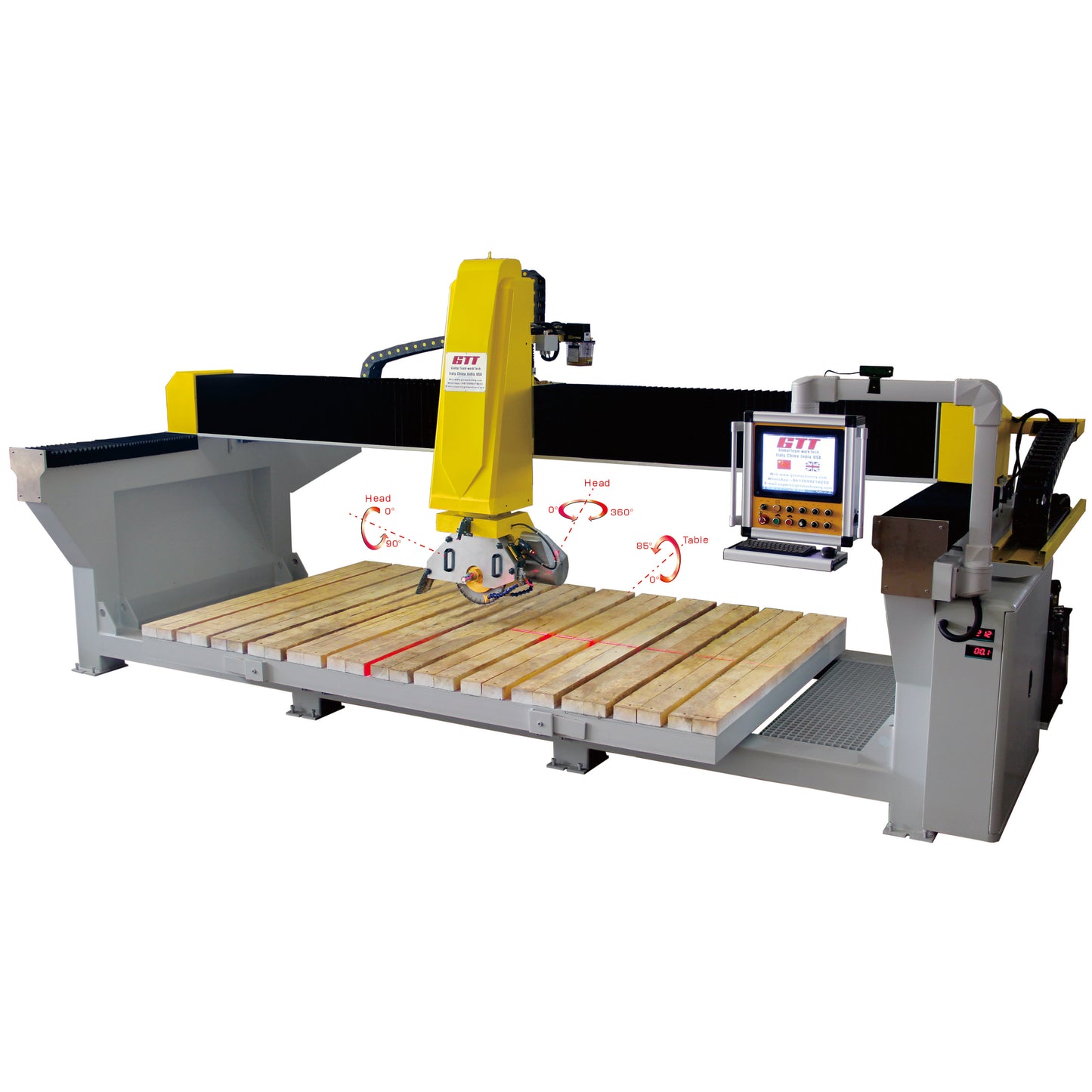 5 Axis CNC Bridge Saw Stone Cutting Machine Bridge Saw For Stone Granite Marble Sink Out Cutting