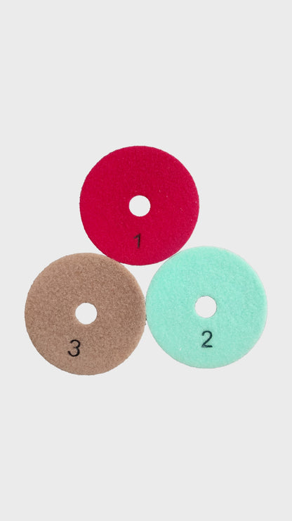 3- Step 4 Inch Wet Diamond Polishing Pads  For Granite Marble Engineered Stone And Other Natural Stone