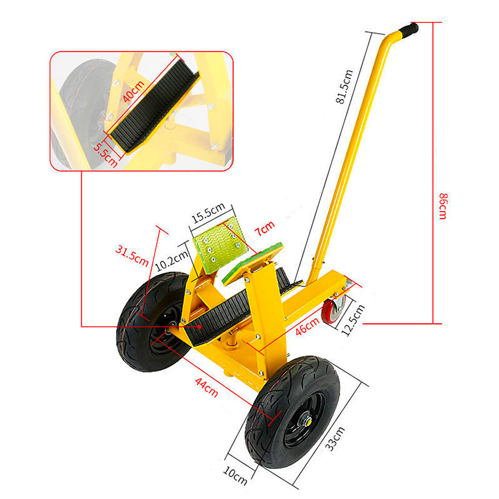 3-Wheel Self-locking Slab Handling Wood Plate Truck Stone Slab Trolley Industrial Heavy-duty Mobile Carrying Transportation Tool