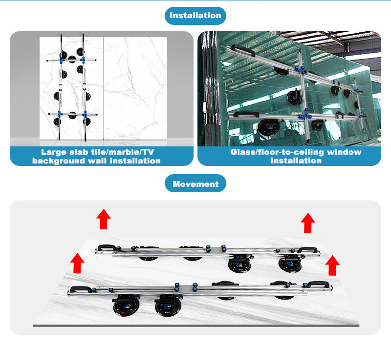 Large Slab Ceramic Tile Rock Slab Vacuum Suction Cup Lifting Rack Glass Stone Installation Paving Transportation Tool