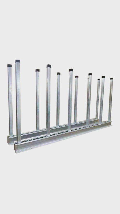 Adjustable Heavy-duty Galvanized Extra Strong Slab Rack(2 Rails+12 Posts )For Marble Granite Tile Stainless Steel Glass Display